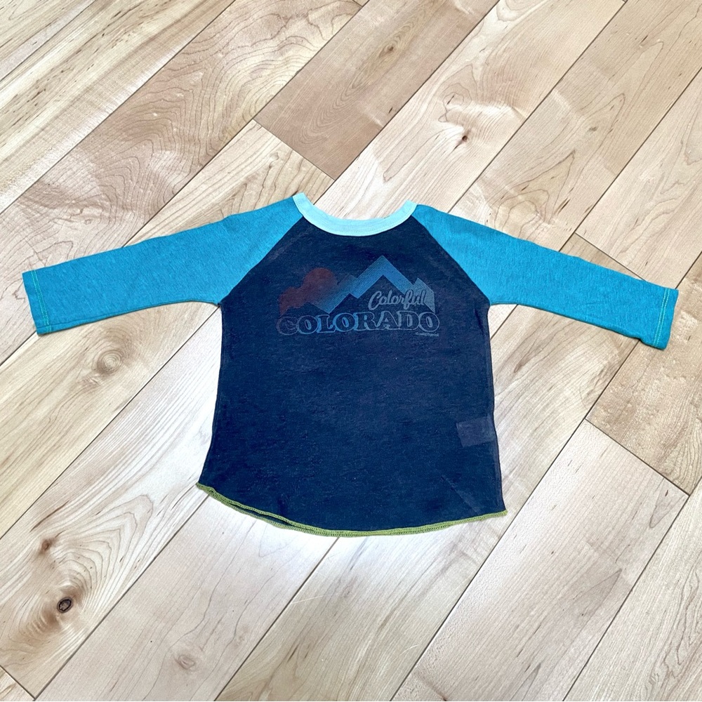 Kids colorful Colorado 12-18m Raglan Sleeve Shirt - Blue and Black